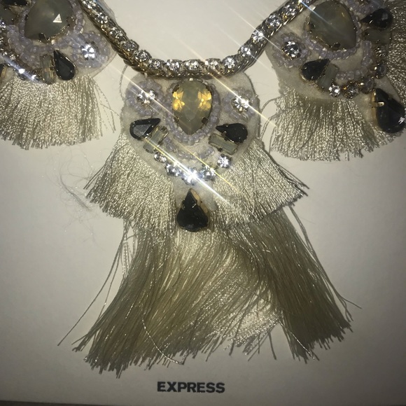 Express Embellished Tassel Statement Necklace - Picture 4 of 6